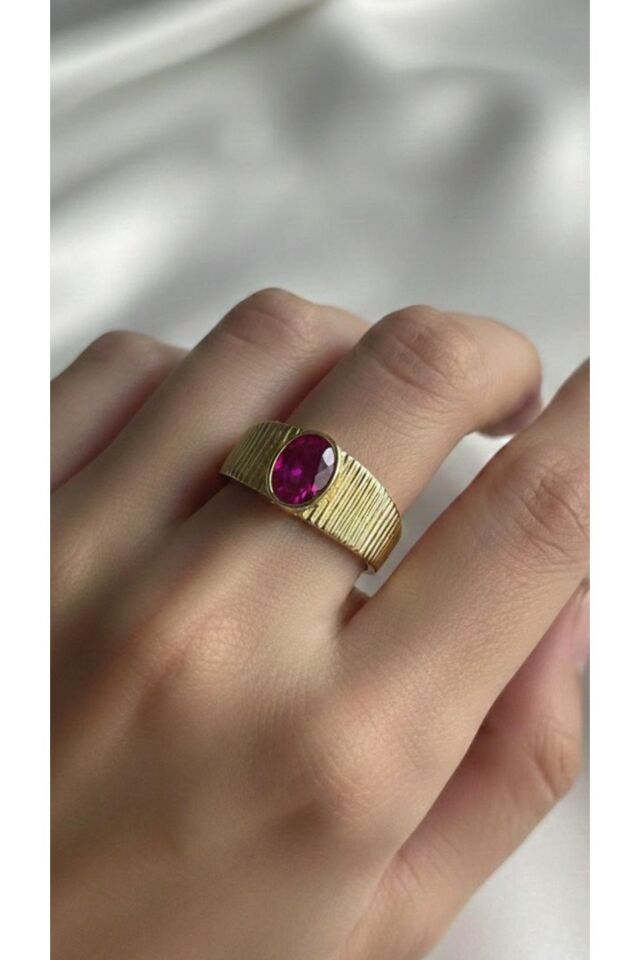 Antik Line Garnet Taşlı Yüzük