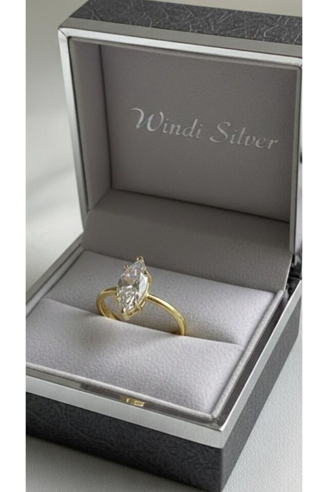 6 Tırnaklı Zirkon 3crt Ayarlı Yüzük Sarı