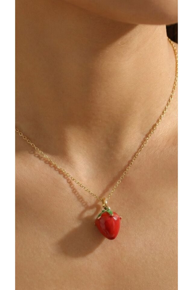 Minimal Çilek Şans Kolyesi