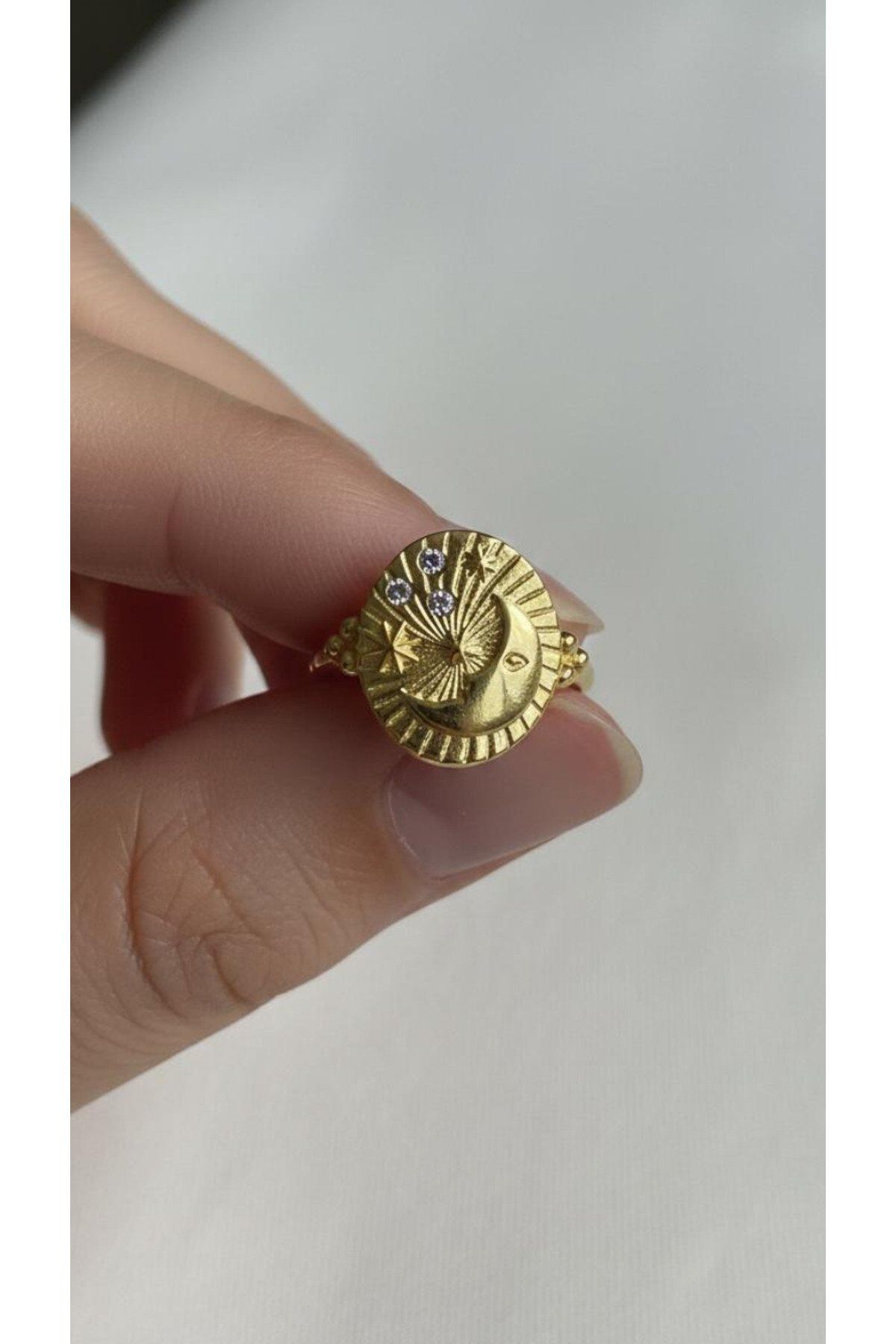 Taşlı Ay ve Yıldız Yüzük