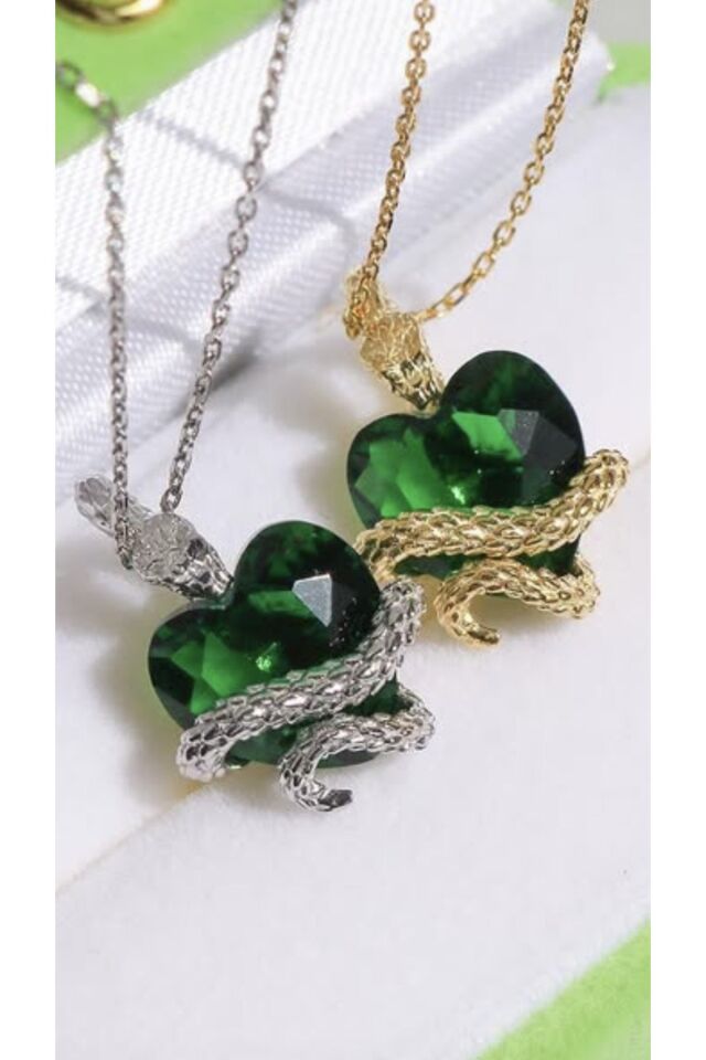 Yeşil Zirkon Döngü Yılan Kolye