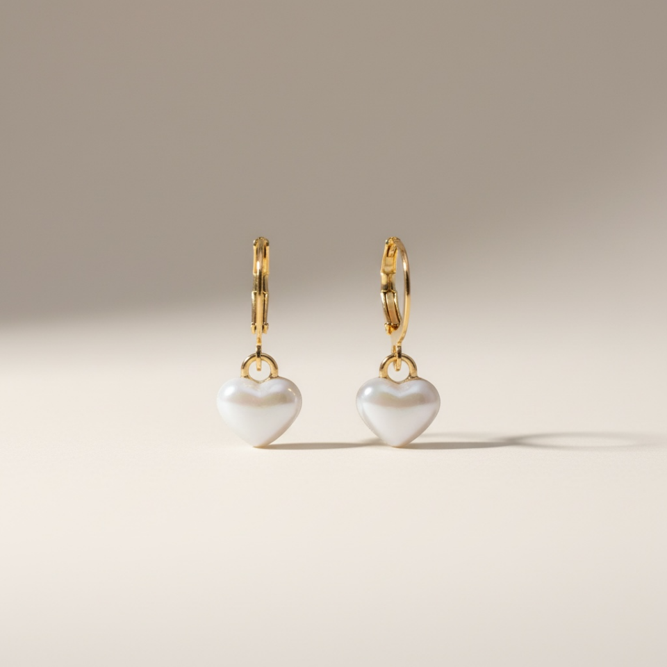 Sedefli Opal Taş Kalpli Küpe