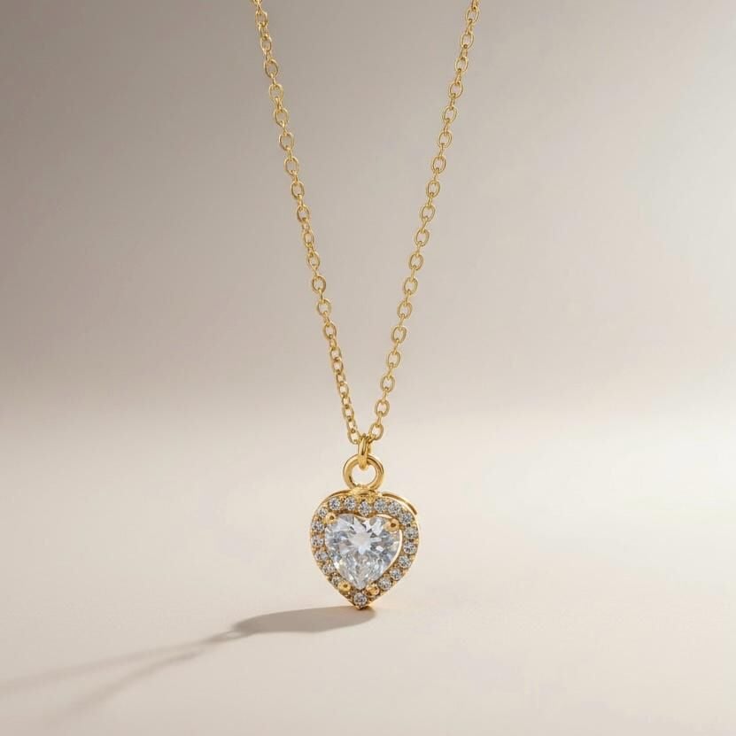 Zirkon Taşlı Kalp Kolye