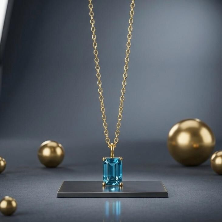 Mavi Baget Form Zirkon Taşlı Kolye