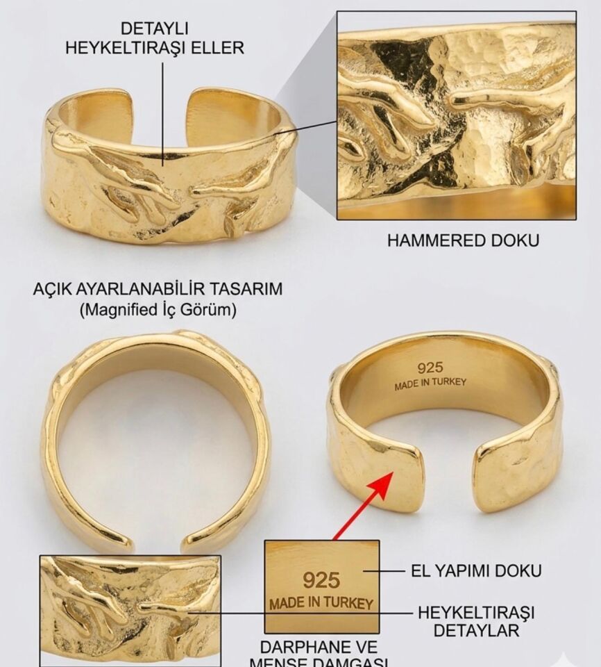 Unisex Tasarım Ayarlanabilir Yüzük