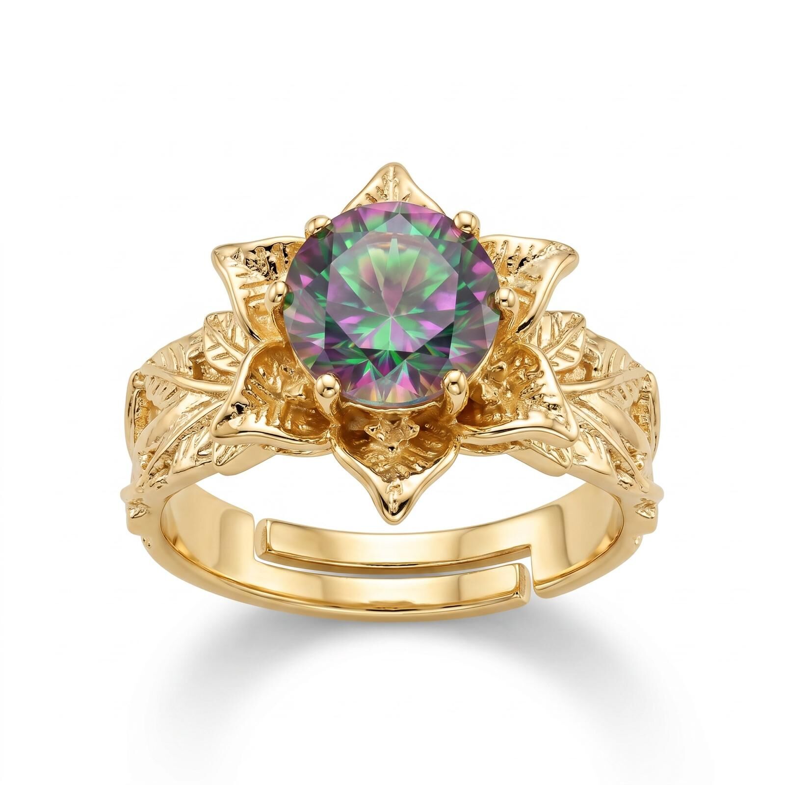 Safir Zirkon Taşlı Lotus Yüzük