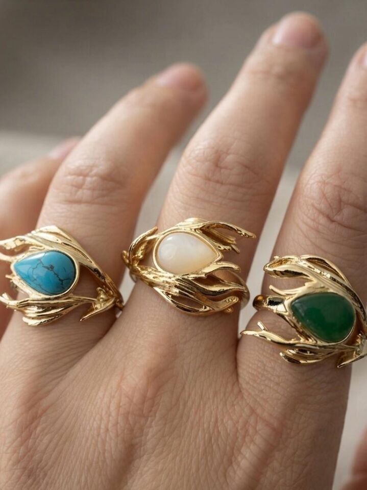 Mavi Opal Taşlı Rüzgar Yüzük